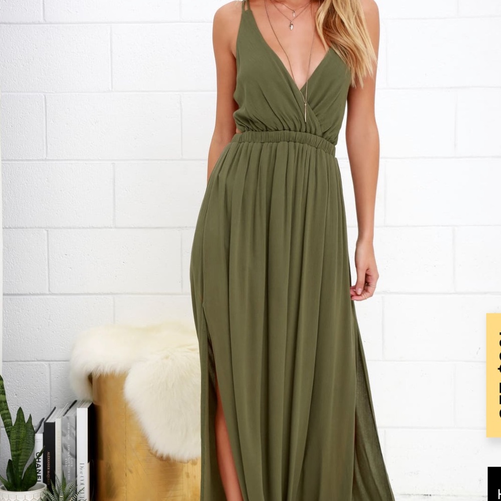 Lost in Paradise Olive Green Maxi Dress
